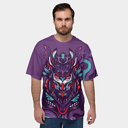 Футболка оверсайз мужская Японский стиль- узорная маска, цвет: 3D-принт — фото 2