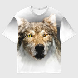 Футболка оверсайз мужская Волк: зима, цвет: 3D-принт
