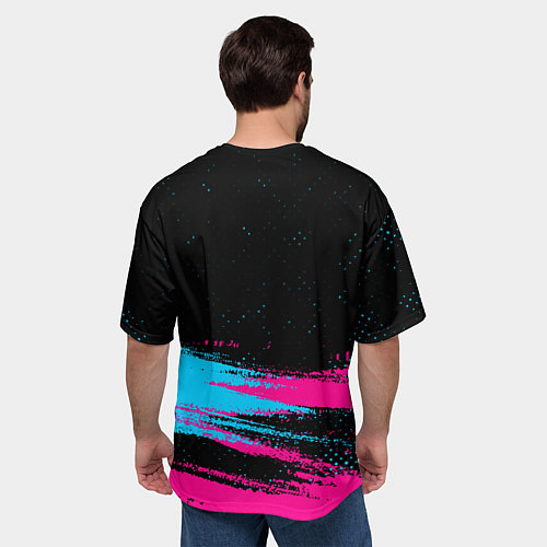 Мужская футболка оверсайз Lazio - neon gradient: символ сверху / 3D-принт – фото 4