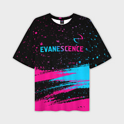 Футболка оверсайз мужская Evanescence - neon gradient: символ сверху, цвет: 3D-принт