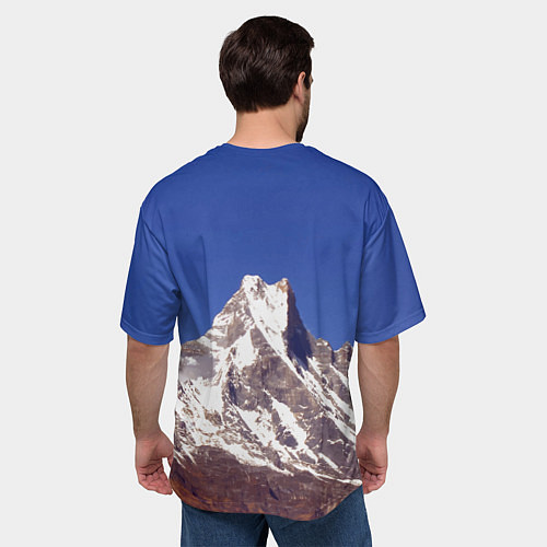 Мужская футболка оверсайз Мачапучаре, священная гора - дом бога Шивы, закрыт / 3D-принт – фото 4