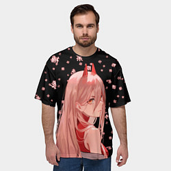 Футболка оверсайз мужская Power Chainsaw Man иероглифы, цвет: 3D-принт — фото 2