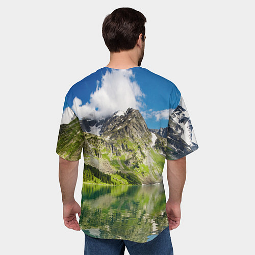Мужская футболка оверсайз Живописное горное озеро / 3D-принт – фото 4
