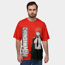 Футболка оверсайз мужская Макима детектив - Человек-бензопила, цвет: 3D-принт — фото 2
