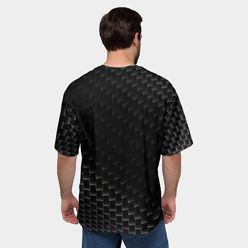 Мужская футболка оверсайз Mercedes карбоновый фон / 3D-принт – фото 4