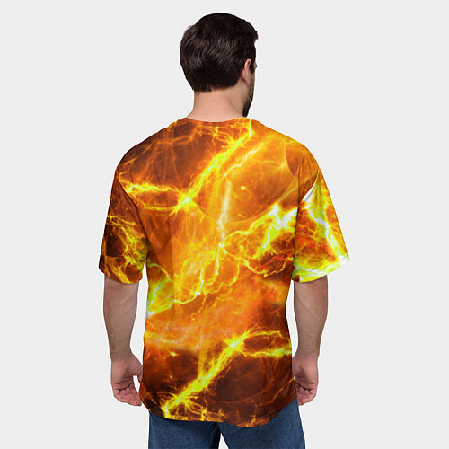 Мужская футболка оверсайз Lamborghini - яркие молнии / 3D-принт – фото 4