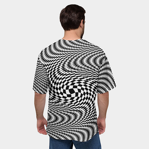 Мужская футболка оверсайз Гипнотическая спираль - оптическая иллюзия / 3D-принт – фото 4