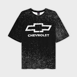 Мужская футболка оверсайз Chevrolet с потертостями на темном фоне