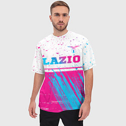 Футболка оверсайз мужская Lazio neon gradient style: символ сверху, цвет: 3D-принт — фото 2