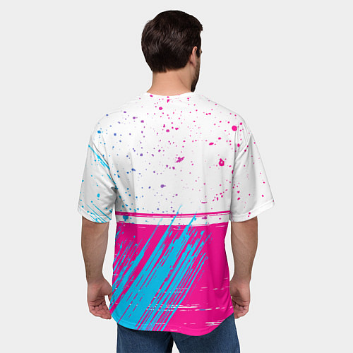 Мужская футболка оверсайз Lazio neon gradient style: символ сверху / 3D-принт – фото 4