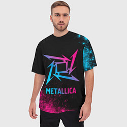 Футболка оверсайз мужская Metallica - neon gradient, цвет: 3D-принт — фото 2