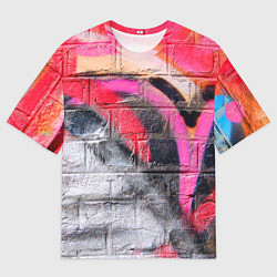 Мужская футболка оверсайз Граффити на кирпичной стене - фрагмент