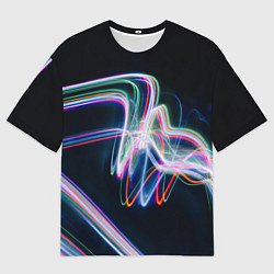 Футболка оверсайз мужская Абстрактные световые линии во тьме, цвет: 3D-принт