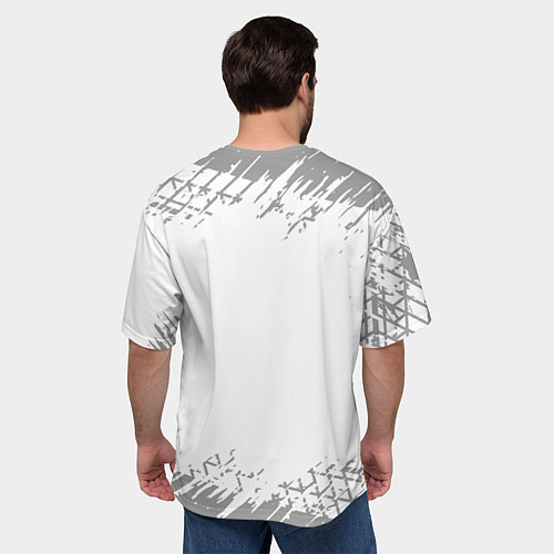 Мужская футболка оверсайз Changan speed на светлом фоне со следами шин / 3D-принт – фото 4