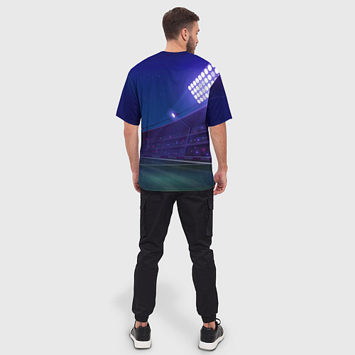 Мужская футболка оверсайз PSG ночное поле / 3D-принт – фото 4