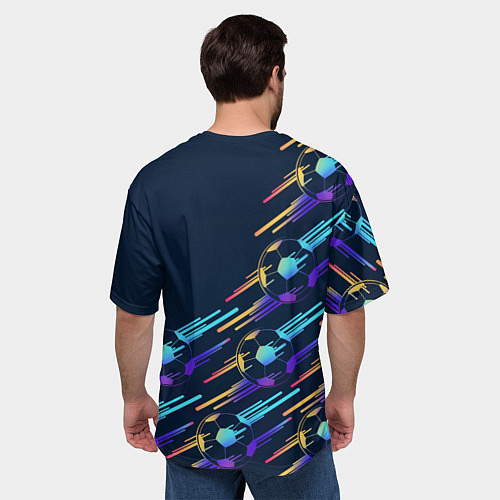 Мужская футболка оверсайз AC Milan градиентные мячи / 3D-принт – фото 4