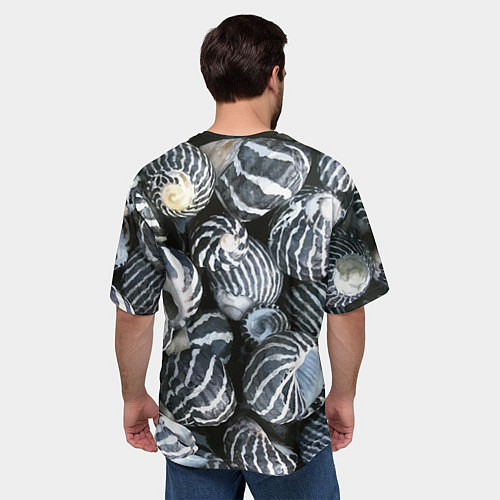 Мужская футболка оверсайз Паттерн из океанских ракушек / 3D-принт – фото 4