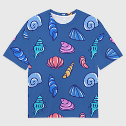 Футболка оверсайз мужская Паттерн из морских раковин, цвет: 3D-принт