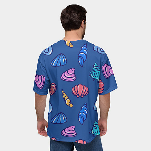 Мужская футболка оверсайз Паттерн из морских раковин / 3D-принт – фото 4