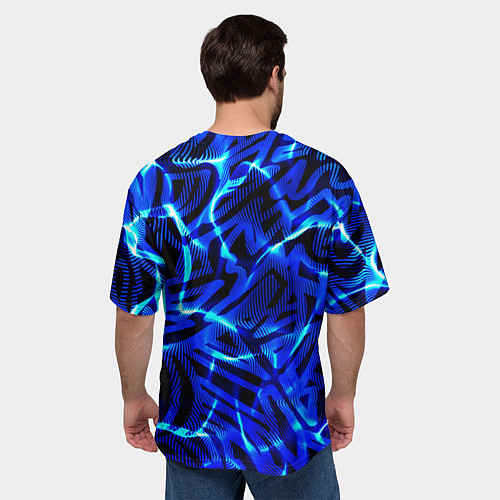 Мужская футболка оверсайз Удар неоновой молнии / 3D-принт – фото 4