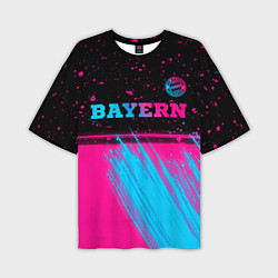 Мужская футболка оверсайз Bayern - neon gradient: символ сверху