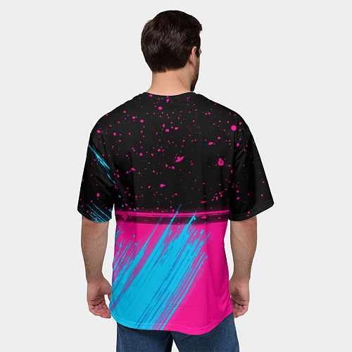 Мужская футболка оверсайз Bayern - neon gradient: символ сверху / 3D-принт – фото 4