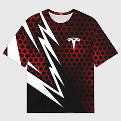 Футболка оверсайз мужская Тесла - Спорт линия, цвет: 3D-принт