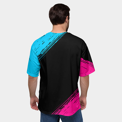 Мужская футболка оверсайз Borussia - neon gradient / 3D-принт – фото 4
