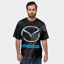 Футболка оверсайз мужская Mazda - следы шин, цвет: 3D-принт — фото 2