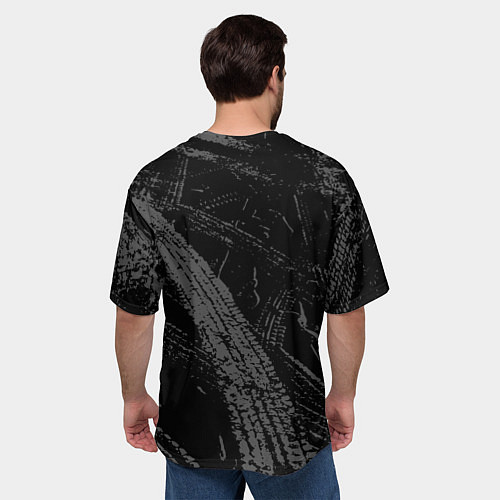 Мужская футболка оверсайз Mazda - следы шин / 3D-принт – фото 4