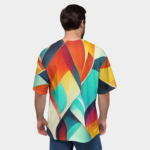 Мужская футболка оверсайз Красивые многоцветные узоры / 3D-принт – фото 4