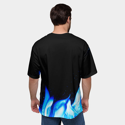Мужская футболка оверсайз Lindemann blue fire / 3D-принт – фото 4
