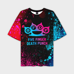 Мужская футболка оверсайз Five Finger Death Punch - neon gradient