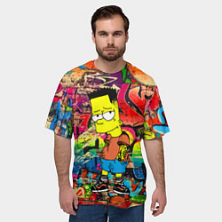 Футболка оверсайз мужская Крутой Барт Симпсон на фоне стены с граффити, цвет: 3D-принт — фото 2