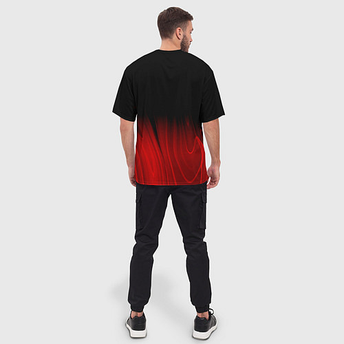 Мужская футболка оверсайз Disturbed red plasma / 3D-принт – фото 4