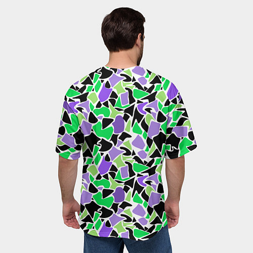 Мужская футболка оверсайз Зелено-фиолетовый абстрактный узор / 3D-принт – фото 4