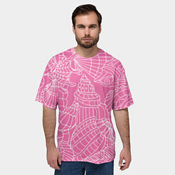 Футболка оверсайз мужская Океанские ракушки - паттерн, цвет: 3D-принт — фото 2