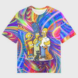 Футболка оверсайз мужская Семейка Симпсонов празднуют Новый Год, цвет: 3D-принт