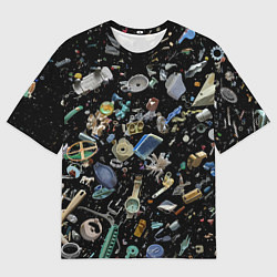 Футболка оверсайз мужская Пластиковый мусор - всякая всячина!, цвет: 3D-принт