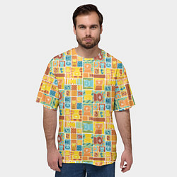 Футболка оверсайз мужская Кот попарт, цвет: 3D-принт — фото 2