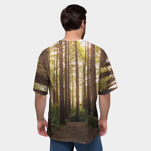 Мужская футболка оверсайз Дневной лес, деревья и свет / 3D-принт – фото 4
