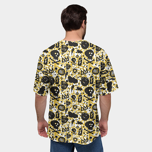 Мужская футболка оверсайз Череп и корона граффити / 3D-принт – фото 4