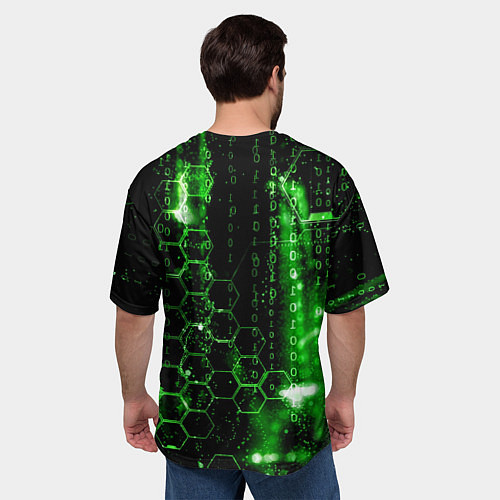 Мужская футболка оверсайз Зелёный программный код / 3D-принт – фото 4