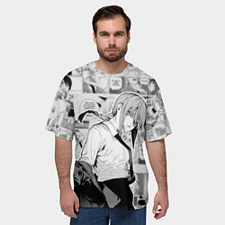 Футболка оверсайз мужская Страницы манги - Макима - Человек бензопила, цвет: 3D-принт — фото 2