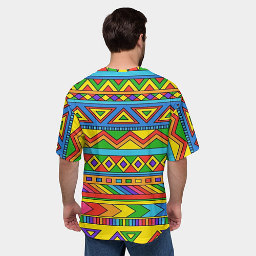 Мужская футболка оверсайз Красивый цветной орнамент / 3D-принт – фото 4