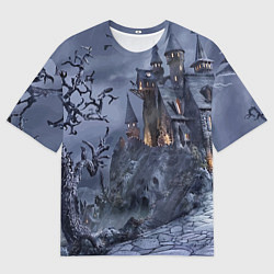 Футболка оверсайз мужская Старый заброшенный замок - Halloween, цвет: 3D-принт
