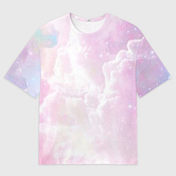 Футболка оверсайз мужская Розовые облака на голубом небе, цвет: 3D-принт
