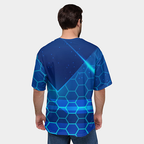 Мужская футболка оверсайз Napoli Соты абстракция / 3D-принт – фото 4