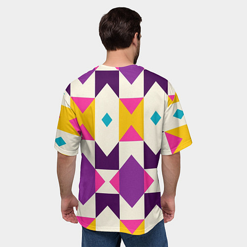 Мужская футболка оверсайз Геометрический цветной орнамент / 3D-принт – фото 4