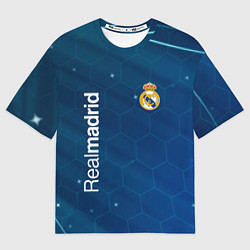 Футболка оверсайз мужская Real madrid голубая абстракция, цвет: 3D-принт